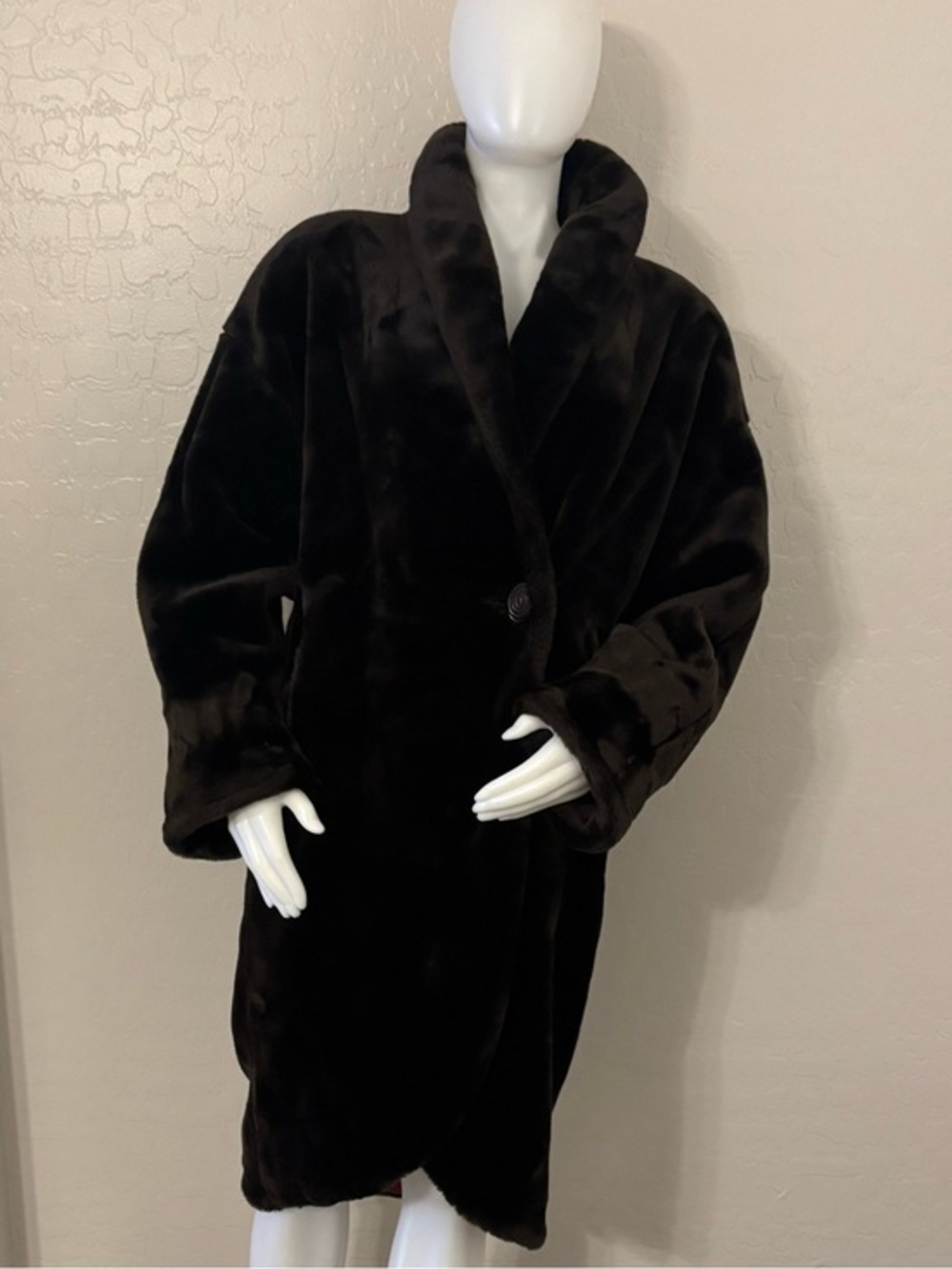 Vintage Donny Brook Brown Plush Faux Fur Coat Small
